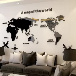 Large 3D World Map Wall Stickers - Image 2