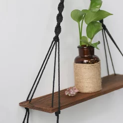 Wooden Wall Shelf Wood Color Floating - Image 4