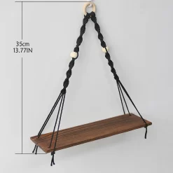 Wooden Wall Shelf Wood Color Floating - Image 5