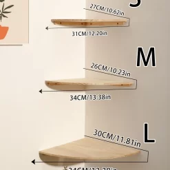 Wall Corner Shelves Wood Floating - Image 2