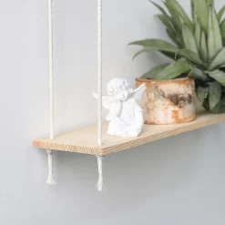 Wooden Wall Shelf Macrame Display - Image 4