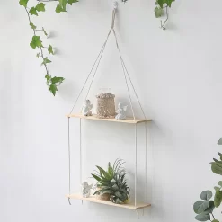 Wooden Wall Shelf Macrame Display - Image 2