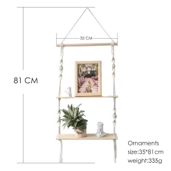 Wooden Wall Shelf Macrame Display - Image 5
