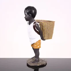 African Figurine Little Boy Tribal Kid Statue - Image 2