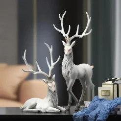 Deer Statue Reindeer Figurines Resin - Image 6