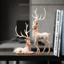 Deer Statue Reindeer Figurines Resin - Image 3