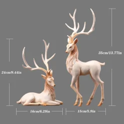 Deer Statue Reindeer Figurines Resin - Image 2