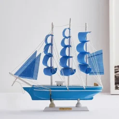Aesthetic Wooden Pirate Ship Statue - Image 2