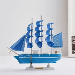 Aesthetic Wooden Pirate Ship Statue - Image 3