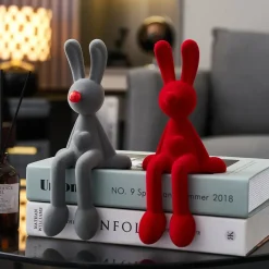 Rabbit Flocking Bunny Resin Statue - Image 2