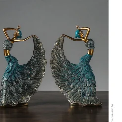 Handcrafted Peacock Dancer Statue - Image 3