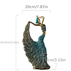 Handcrafted Peacock Dancer Statue - Image 2