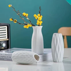 White Nordic Ceramic Flower Vase - Image 6