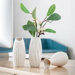 White Nordic Ceramic Flower Vase - Image 2