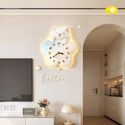 Cat Design Wall Clocks Art Mural - Image 2