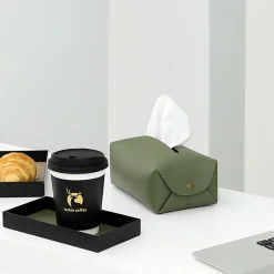 Solid Color Leather Tissue Box - Image 2