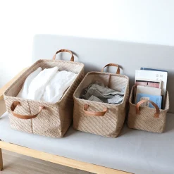Jute Foldable Storage Basket Woven - Image 4