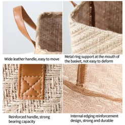 Jute Foldable Storage Basket Woven - Image 6