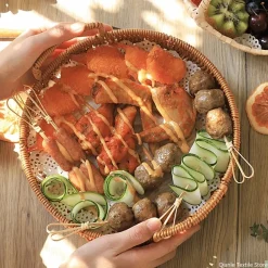 Wove Rattan Serving Tray Storage - Image 3