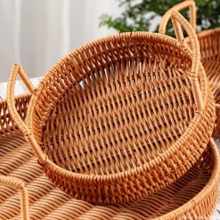 Wove Rattan Serving Tray Storage - Image 5