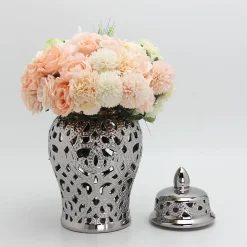 Silver Plated Ceramic Vase - Image 3