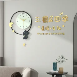Circular Cat Swinging Wall Clock - Image 6