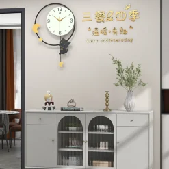Circular Cat Swinging Wall Clock - Image 5