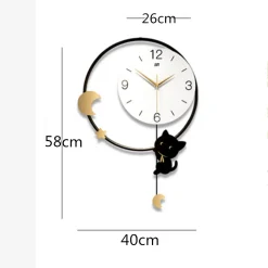 Circular Cat Swinging Wall Clock - Image 3