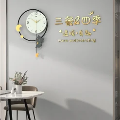 Circular Cat Swinging Wall Clock - Image 4