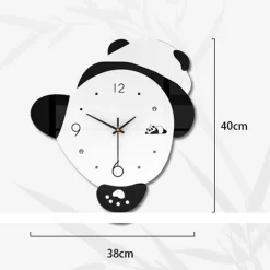 Cartoon Panda Bamboo Wall Clock - Image 5