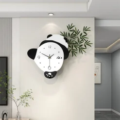 Cartoon Panda Bamboo Wall Clock - Image 6