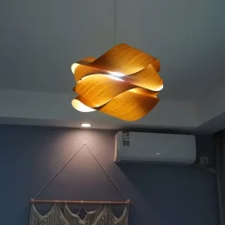 Southeast Asian Wooden Skin Pendant Lamp - Image 3