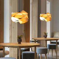 Southeast Asian Wooden Skin Pendant Lamp - Image 4