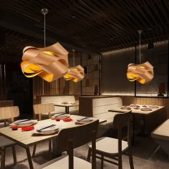 Southeast Asian Wooden Skin Pendant Lamp - Image 5