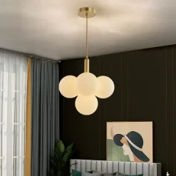 Light Luxury Pure Copper Glass Hanging Chandelier - Image 2