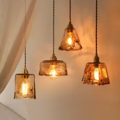 Retro Amber Glass Pendant Lamp - Image 2