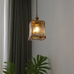 Retro Amber Glass Pendant Lamp - Image 3