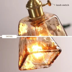Retro Amber Glass Pendant Lamp - Image 6