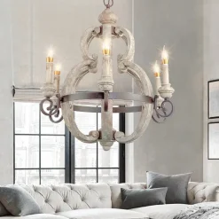 Solid Wood Vintage Chandelier - Image 3